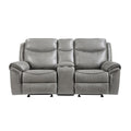  Manufacturer Color_Grey -- Aram 8206GRY-2 Double Glider Reclining Love Seat with Center Console, Receptacles and USB Ports IMAGE 1