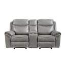  Manufacturer Color_Grey -- Aram 8206GRY-2 Double Glider Reclining Love Seat with Center Console, Receptacles and USB Ports IMAGE 1