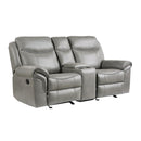  Manufacturer Color_Grey -- Aram 8206GRY-2 Double Glider Reclining Love Seat with Center Console, Receptacles and USB Ports IMAGE 3
