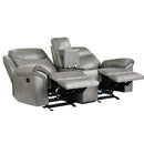  Manufacturer Color_Grey -- Aram 8206GRY-2 Double Glider Reclining Love Seat with Center Console, Receptacles and USB Ports IMAGE 4