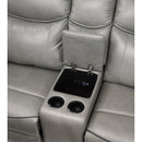  Manufacturer Color_Grey -- Aram 8206GRY-2 Double Glider Reclining Love Seat with Center Console, Receptacles and USB Ports IMAGE 5