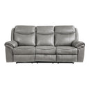  Manufacturer Color_Grey -- Aram 8206GRY-3 Double Reclining Sofa with Center Drop-Down Cup Holders, Receptacles and USB Ports IMAGE 1