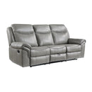  Manufacturer Color_Grey -- Aram 8206GRY-3 Double Reclining Sofa with Center Drop-Down Cup Holders, Receptacles and USB Ports IMAGE 2