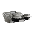  Manufacturer Color_Grey -- Aram 8206GRY-3 Double Reclining Sofa with Center Drop-Down Cup Holders, Receptacles and USB Ports IMAGE 4