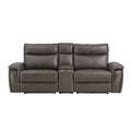  Manufacturer Color_Dark brown -- Homelegance Maroni Power Reclining Leather Match Loveseat with Console IMAGE 1