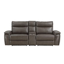  Manufacturer Color_Dark brown -- Homelegance Maroni Power Reclining Leather Match Loveseat with Console IMAGE 1