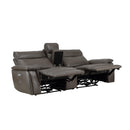  Manufacturer Color_Dark brown -- Homelegance Maroni Power Reclining Leather Match Loveseat with Console IMAGE 4