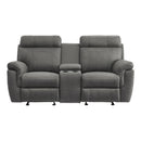  Manufacturer Color_Pewter -- Homelegance Clifton Reclining Fabric Loveseat with Console IMAGE 1