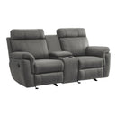  Manufacturer Color_Pewter -- Homelegance Clifton Reclining Fabric Loveseat with Console IMAGE 2