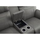 Manufacturer Color_Pewter -- Homelegance Clifton Reclining Fabric Loveseat with Console IMAGE 5