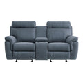  Manufacturer Color_Blue -- Clifton 9301BUE-2 Double Glider Reclining Love Seat with Center Console IMAGE 1