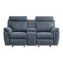  Manufacturer Color_Blue -- Clifton 9301BUE-2 Double Glider Reclining Love Seat with Center Console IMAGE 1