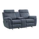  Manufacturer Color_Blue -- Clifton 9301BUE-2 Double Glider Reclining Love Seat with Center Console IMAGE 2