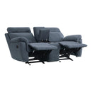  Manufacturer Color_Blue -- Clifton 9301BUE-2 Double Glider Reclining Love Seat with Center Console IMAGE 4
