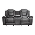  Manufacturer Color_2-tone (light grey and dark grey) -- Briscoe 9470GY-2 Double Glider Reclining Love Seat with Center Console IMAGE 1
