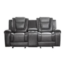  Manufacturer Color_2-tone (light grey and dark grey) -- Briscoe 9470GY-2 Double Glider Reclining Love Seat with Center Console IMAGE 1