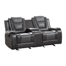  Manufacturer Color_2-tone (light grey and dark grey) -- Briscoe 9470GY-2 Double Glider Reclining Love Seat with Center Console IMAGE 2