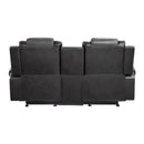  Manufacturer Color_2-tone (light grey and dark grey) -- Briscoe 9470GY-2 Double Glider Reclining Love Seat with Center Console IMAGE 3