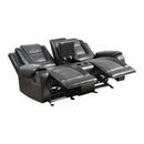  Manufacturer Color_2-tone (light grey and dark grey) -- Briscoe 9470GY-2 Double Glider Reclining Love Seat with Center Console IMAGE 4
