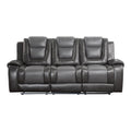  Manufacturer Color_2-tone (light grey and dark grey) -- Briscoe 9470GY-3 Double Reclining Sofa with Center Drop-Down Cup Holders IMAGE 1