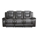  Manufacturer Color_2-tone (light grey and dark grey) -- Briscoe 9470GY-3 Double Reclining Sofa with Center Drop-Down Cup Holders IMAGE 1