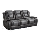  Manufacturer Color_2-tone (light grey and dark grey) -- Briscoe 9470GY-3 Double Reclining Sofa with Center Drop-Down Cup Holders IMAGE 2
