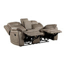  Manufacturer Color_Sandy Brown -- Centeroak 9479SDB-2 Double Reclining Love Seat with Center Console IMAGE 4