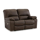  Manufacturer Color_Dark Brown -- Signature Design by Ashley Leesworth Reclining Leather Match Loveseat IMAGE 1