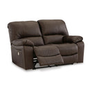  Manufacturer Color_Dark Brown -- Signature Design by Ashley Leesworth Reclining Leather Match Loveseat IMAGE 2