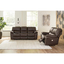  Manufacturer Color_Dark Brown -- Signature Design by Ashley Leesworth Reclining Leather Match Loveseat IMAGE 8