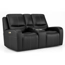 Flexsteel Aiden 1039-64PH Pwr Reclining Loveseat w/Console and Pwr Headrests - Midnight Black - Maison Elegance Furniture LLC