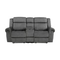  Manufacturer Color_Charcoal Motion Type_Reclining -- Homelegance Brennen Reclining Fabric Loveseat with Console IMAGE 1