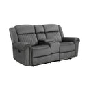  Manufacturer Color_Charcoal Motion Type_Reclining -- Homelegance Brennen Reclining Fabric Loveseat with Console IMAGE 2