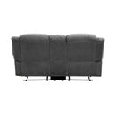  Manufacturer Color_Charcoal Motion Type_Reclining -- Homelegance Brennen Reclining Fabric Loveseat with Console IMAGE 3