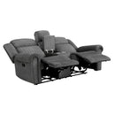  Manufacturer Color_Charcoal Motion Type_Reclining -- Homelegance Brennen Reclining Fabric Loveseat with Console IMAGE 4