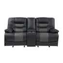  Homelegance Fabian 9388GRY-2 Double Glider Reclining Love Seat with Center Console, Receptacles and USB Ports IMAGE 1