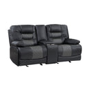  Homelegance Fabian 9388GRY-2 Double Glider Reclining Love Seat with Center Console, Receptacles and USB Ports IMAGE 2