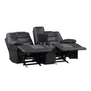  Homelegance Fabian 9388GRY-2 Double Glider Reclining Love Seat with Center Console, Receptacles and USB Ports IMAGE 4