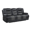  Homelegance Fabian 9388GRY-3 Double Reclining Sofa with Center Drop-Down Cup Holders, Receptacles and USB Ports IMAGE 2