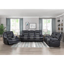  Homelegance Fabian 9388GRY-3 Double Reclining Sofa with Center Drop-Down Cup Holders, Receptacles and USB Ports IMAGE 7