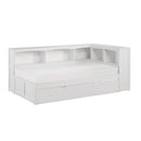  Homelegance Galen B2053BCW-1BCR* Twin Bookcase Corner Platform Bed with Twin Trundle IMAGE 1