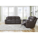  Manufacturer Color_Umber -- Signature Design by Ashley Lavenhorne Reclining Leather Look Loveseat with Console IMAGE 8