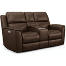 Flexsteel Henry 1041-64PH Power Reclining Console Loveseat w/ PHRs & Lumbar - Maison Elegance Furniture LLC