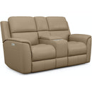 Flexsteel Henry 1041-64PH Power Reclining Console Loveseat w/ PHRs & Lumbar - Maison Elegance Furniture LLC