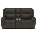 Flexsteel Jarvis 1828-64PH Power Reclining Loveseat with Console and Power Headrests - Maison Elegance Furniture LLC