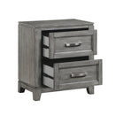  Color_Grey -- Homelegance Garretson 2 Drawer Nightstand IMAGE 3