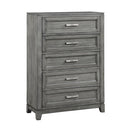  Color_Grey -- Homelegance Garretson 5 Drawer Chest IMAGE 2