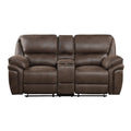  Manufacturer Color_Brown Motion Type_Reclining -- Homelegance Proctor Reclining Leather Look Loveseat with Console IMAGE 1