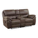  Manufacturer Color_Brown Motion Type_Reclining -- Homelegance Proctor Reclining Leather Look Loveseat with Console IMAGE 2