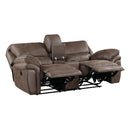  Manufacturer Color_Brown Motion Type_Reclining -- Homelegance Proctor Reclining Leather Look Loveseat with Console IMAGE 4